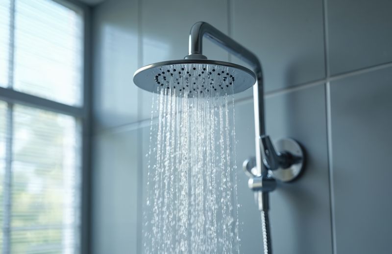 Rainfall showerhead in a sleek shower